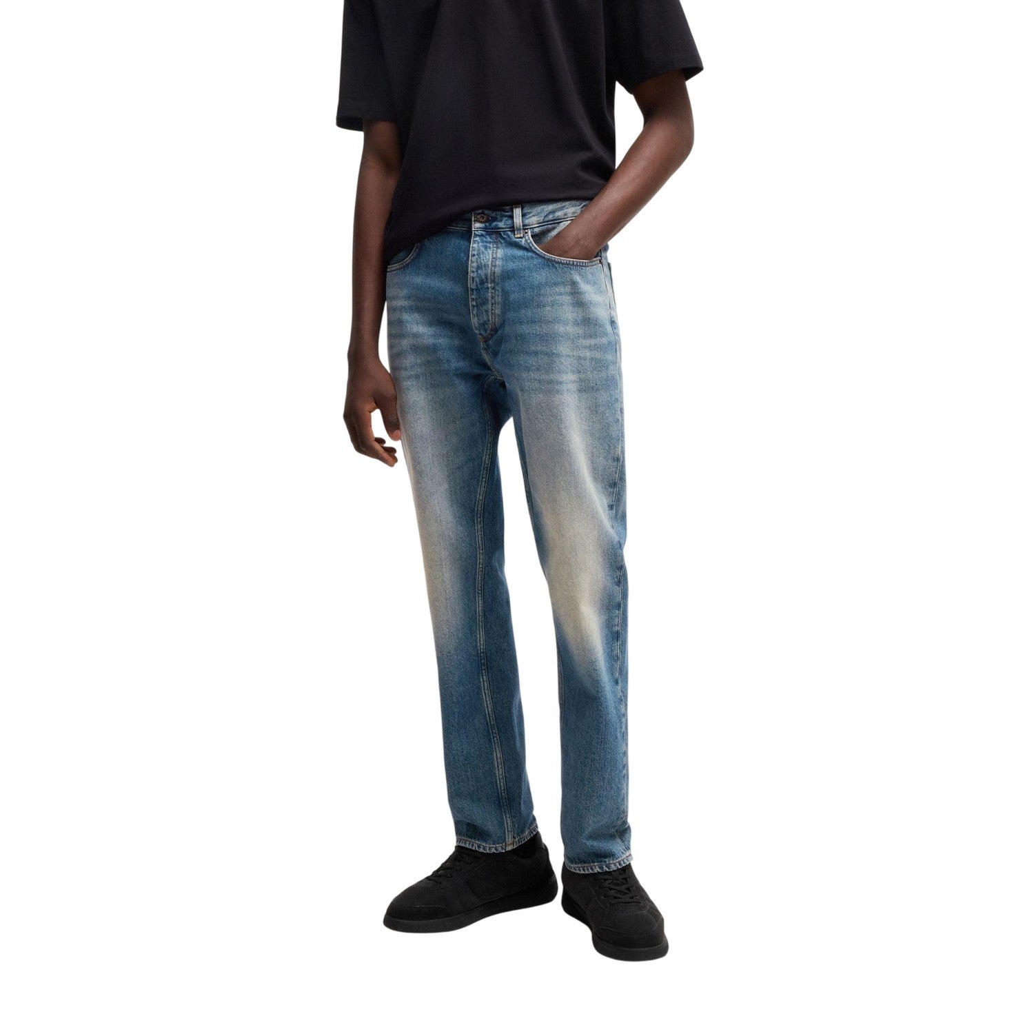 Medium Blue - Lifestyle - Hugo Mens 5 Pockets Slim Jeans
