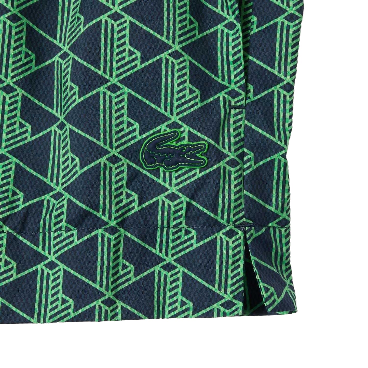 Green-Blue - Side - Lacoste Womens-Ladies Monogram Shorts