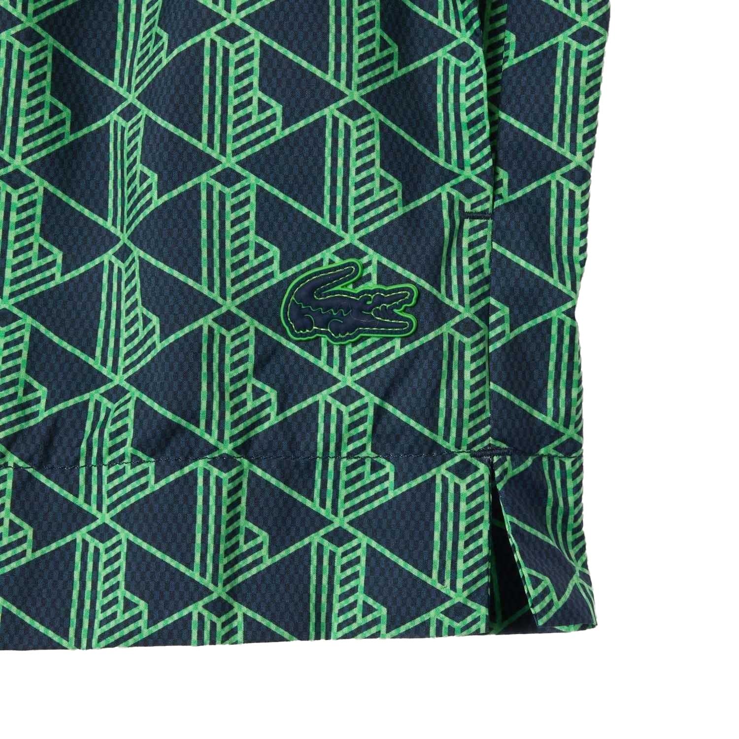 Green-Blue - Side - Lacoste Womens-Ladies Monogram Shorts