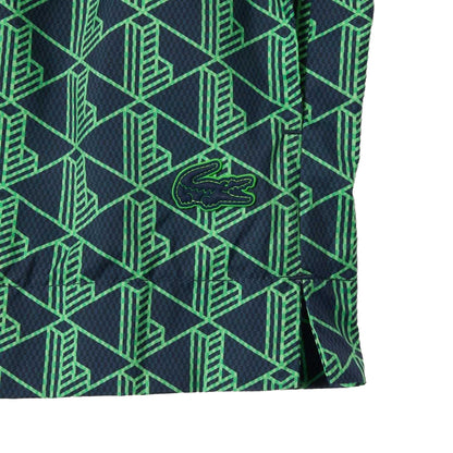 Green-Blue - Side - Lacoste Womens-Ladies Monogram Shorts
