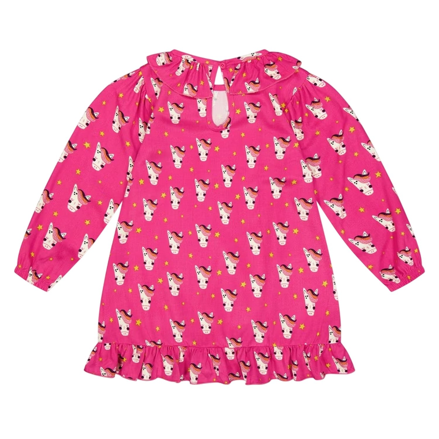 Pink - Back - Lilly & Sid Baby Girls Horse Woven Mini Dress