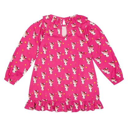 Pink - Back - Lilly & Sid Baby Girls Horse Woven Mini Dress