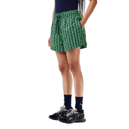 Green-Blue - Front - Lacoste Womens-Ladies Monogram Shorts
