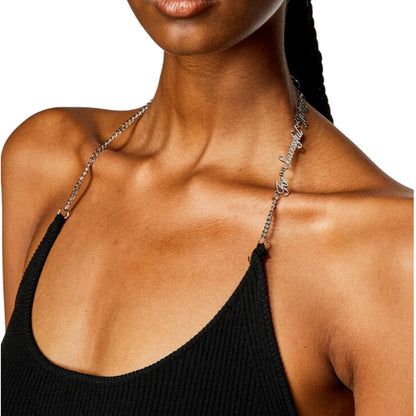 Black - Side - Diesel Womens-Ladies Chain Halter Neck Mini Dress
