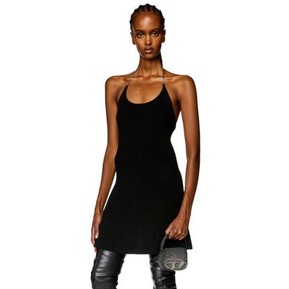 Black - Lifestyle - Diesel Womens-Ladies Chain Halter Neck Mini Dress