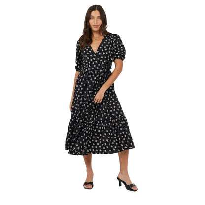 Black-White - Lifestyle - Brave Soul Womens-Ladies Flowers Wrap Dress