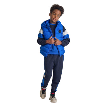 Royal Blue - Lifestyle - Minoti Boys Quilted Detachable Hood Gilet