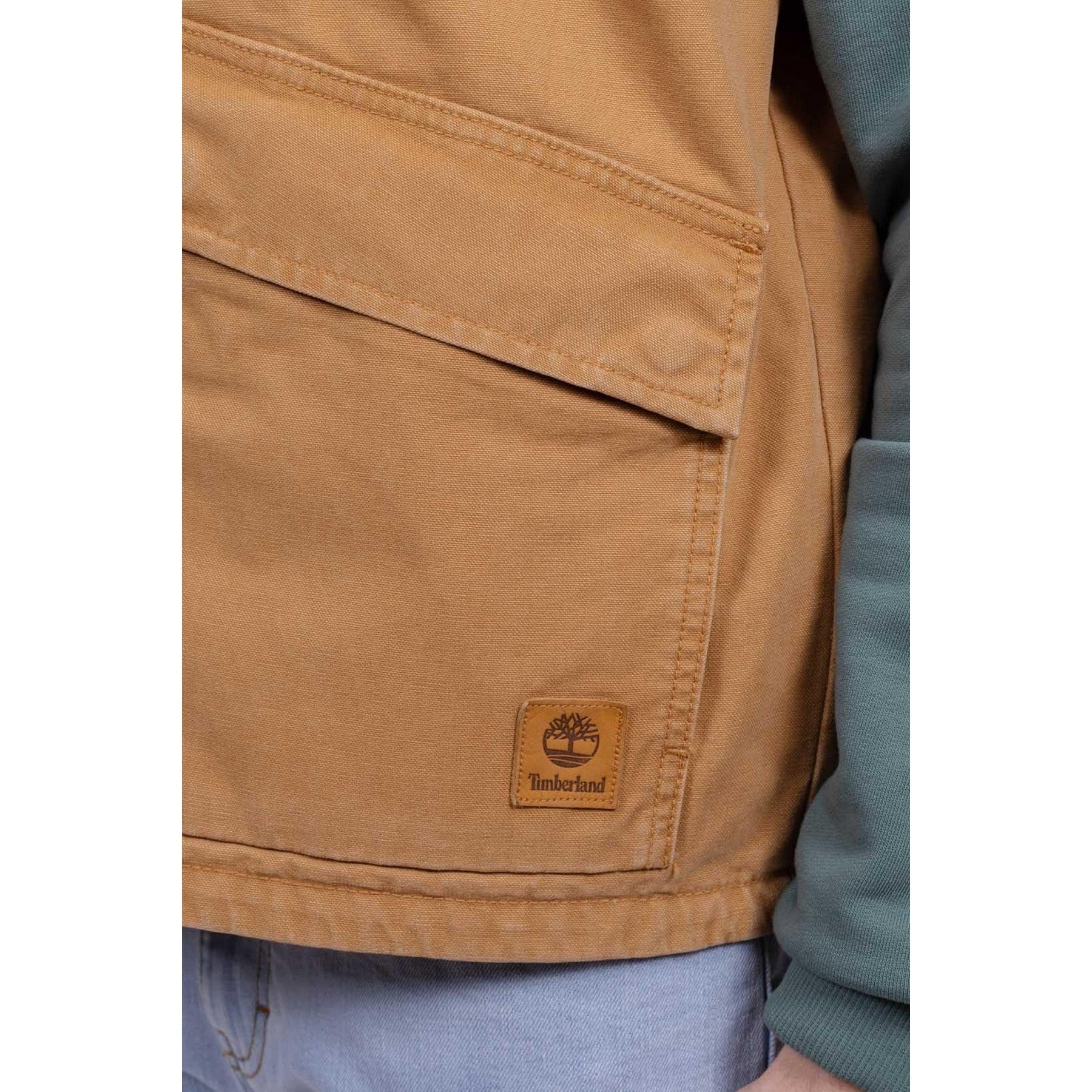 Wheat - Side - Timberland Mens Washed Ribbed Collar Gilet