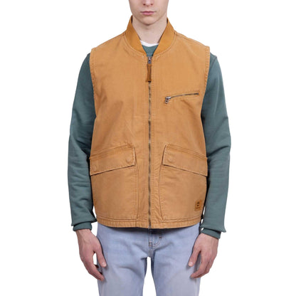 Wheat - Lifestyle - Timberland Mens Washed Ribbed Collar Gilet