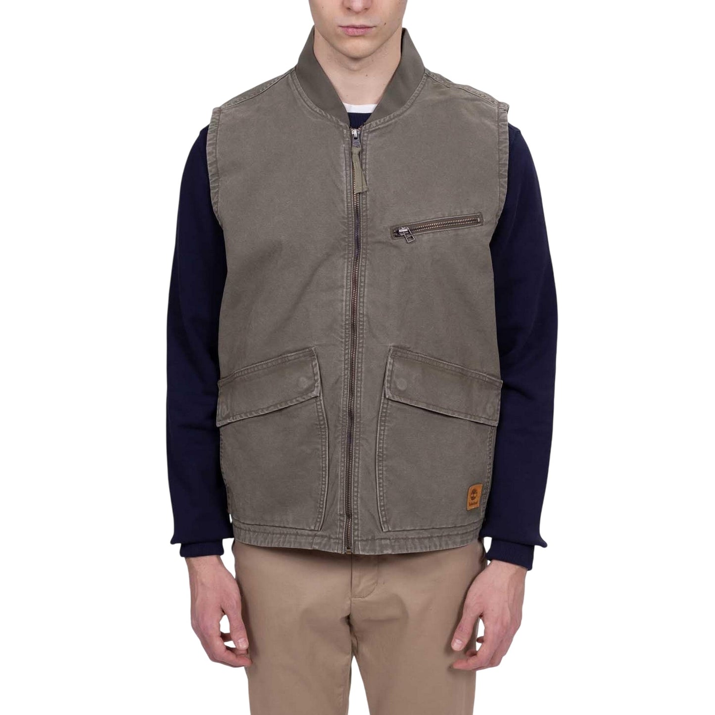 Leaf Green - Lifestyle - Timberland Mens Washed Ribbed Collar Gilet