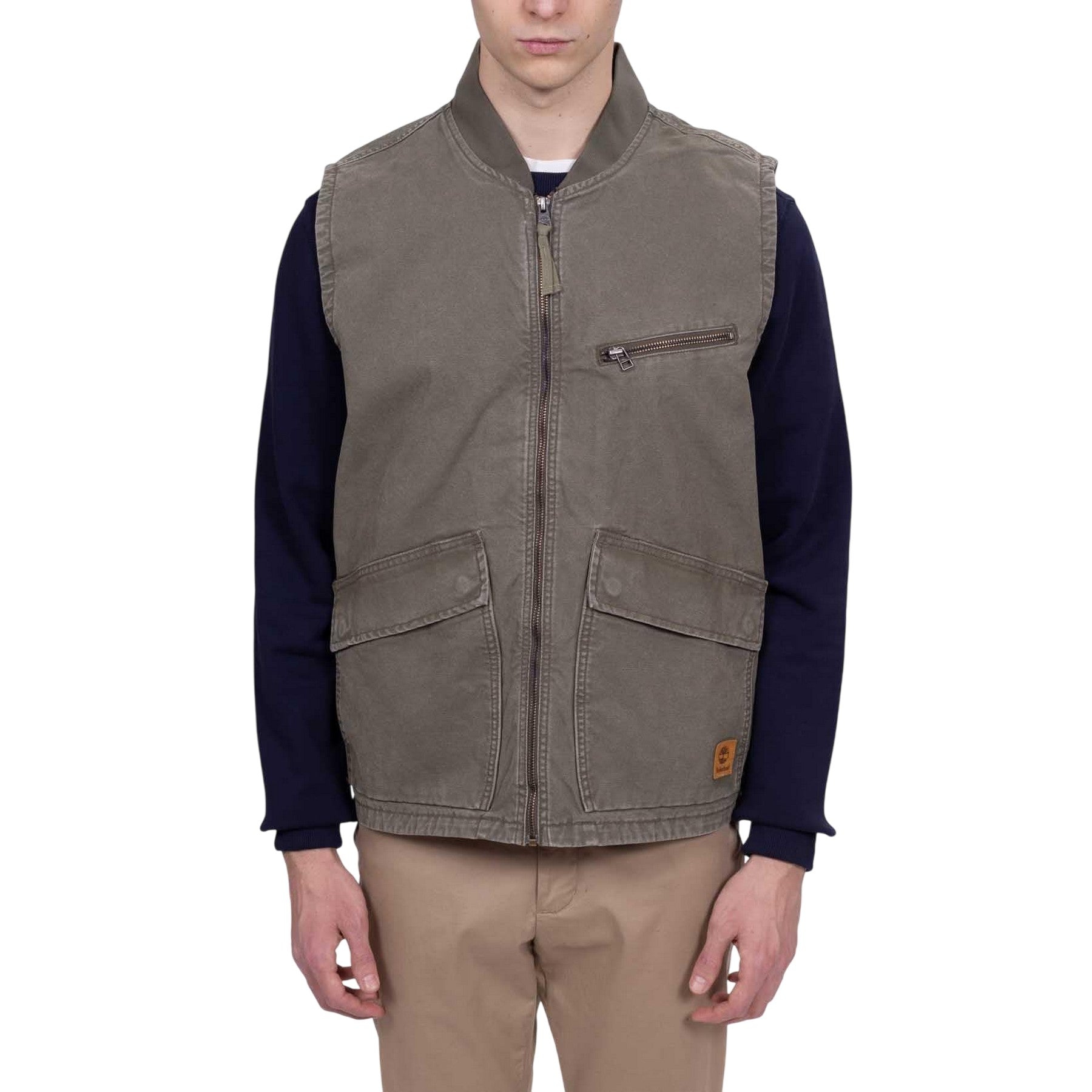 Leaf Green - Lifestyle - Timberland Mens Washed Ribbed Collar Gilet