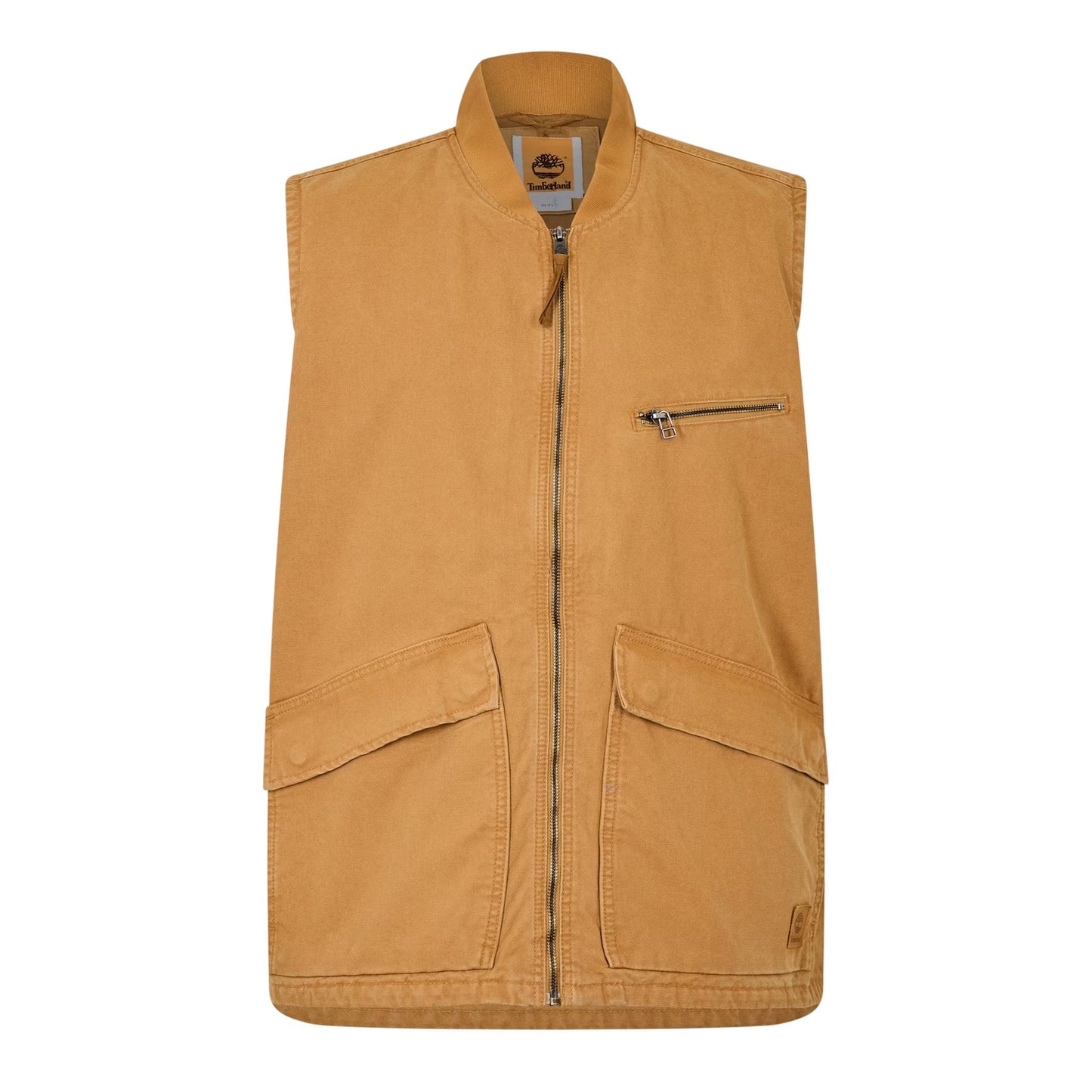 Wheat - Front - Timberland Mens Washed Ribbed Collar Gilet