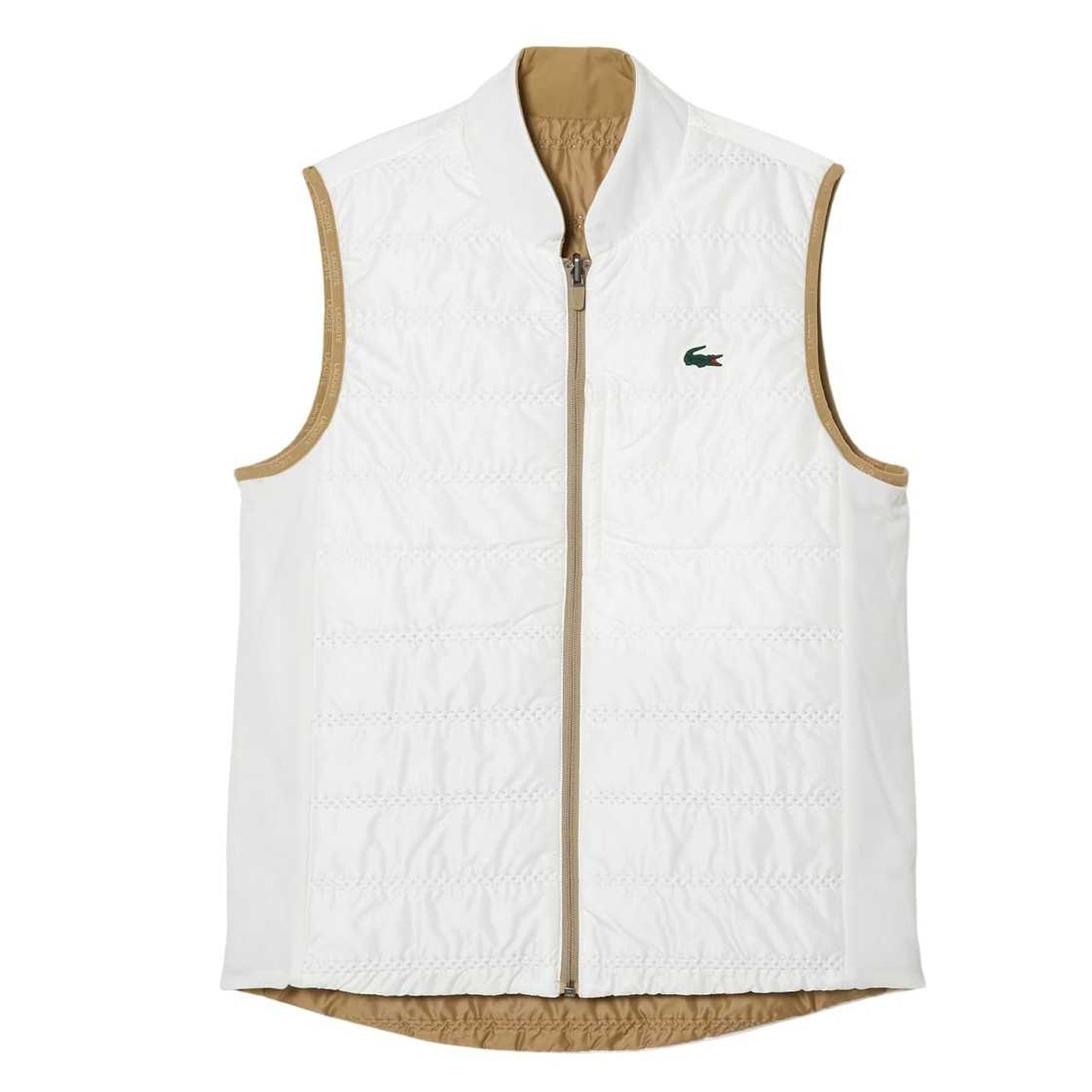 Beige - Back - Lacoste Womens-Ladies Quilted Reversible Golf Gilet