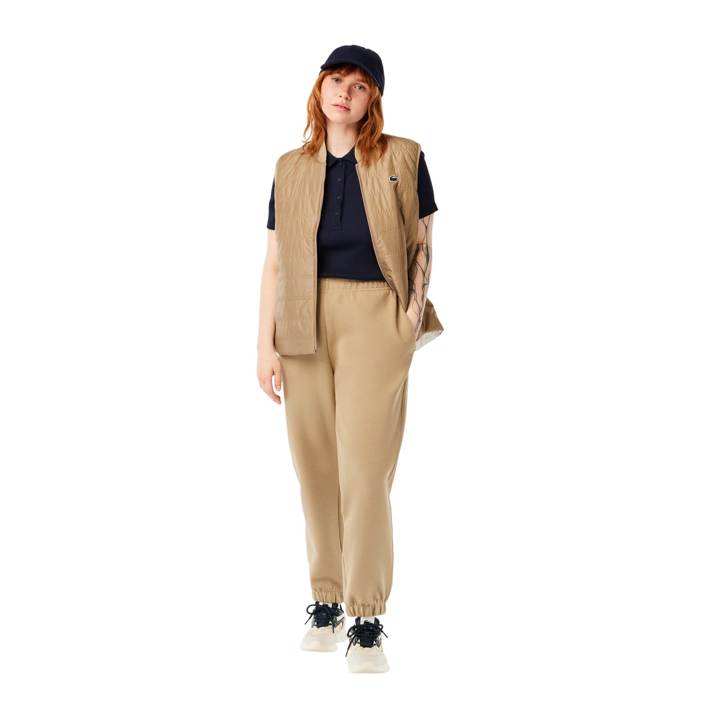 Beige - Lifestyle - Lacoste Womens-Ladies Quilted Reversible Golf Gilet
