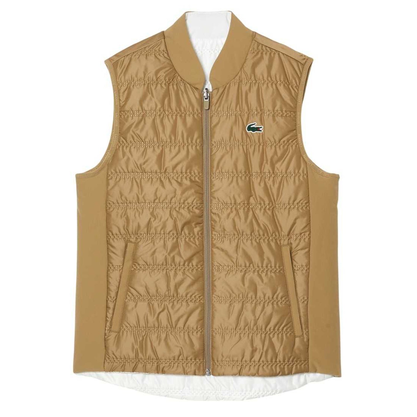 Beige - Front - Lacoste Womens-Ladies Quilted Reversible Golf Gilet