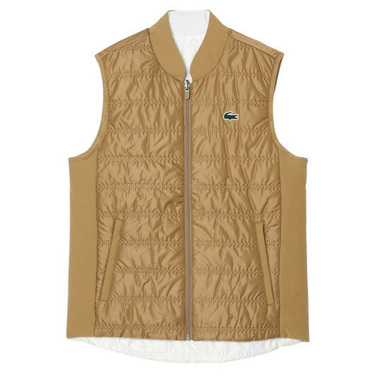 Beige - Front - Lacoste Womens-Ladies Quilted Reversible Golf Gilet