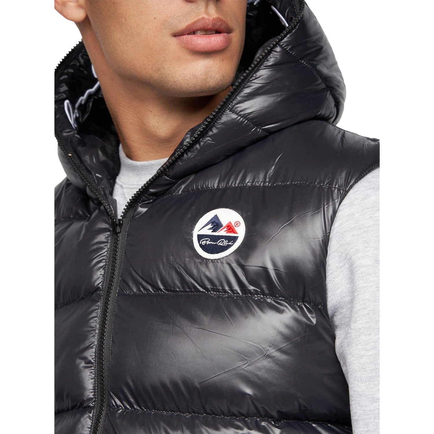 Black - Side - Born Rich Mens Lightweight Detachable Hood Gilet