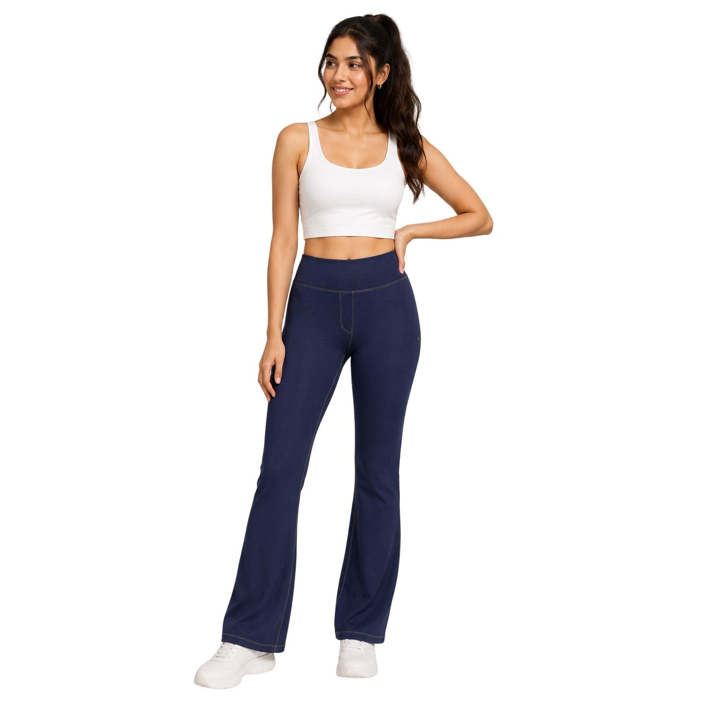 Purple - Back - Puma Womens-Ladies Denim Look Yoga Pants