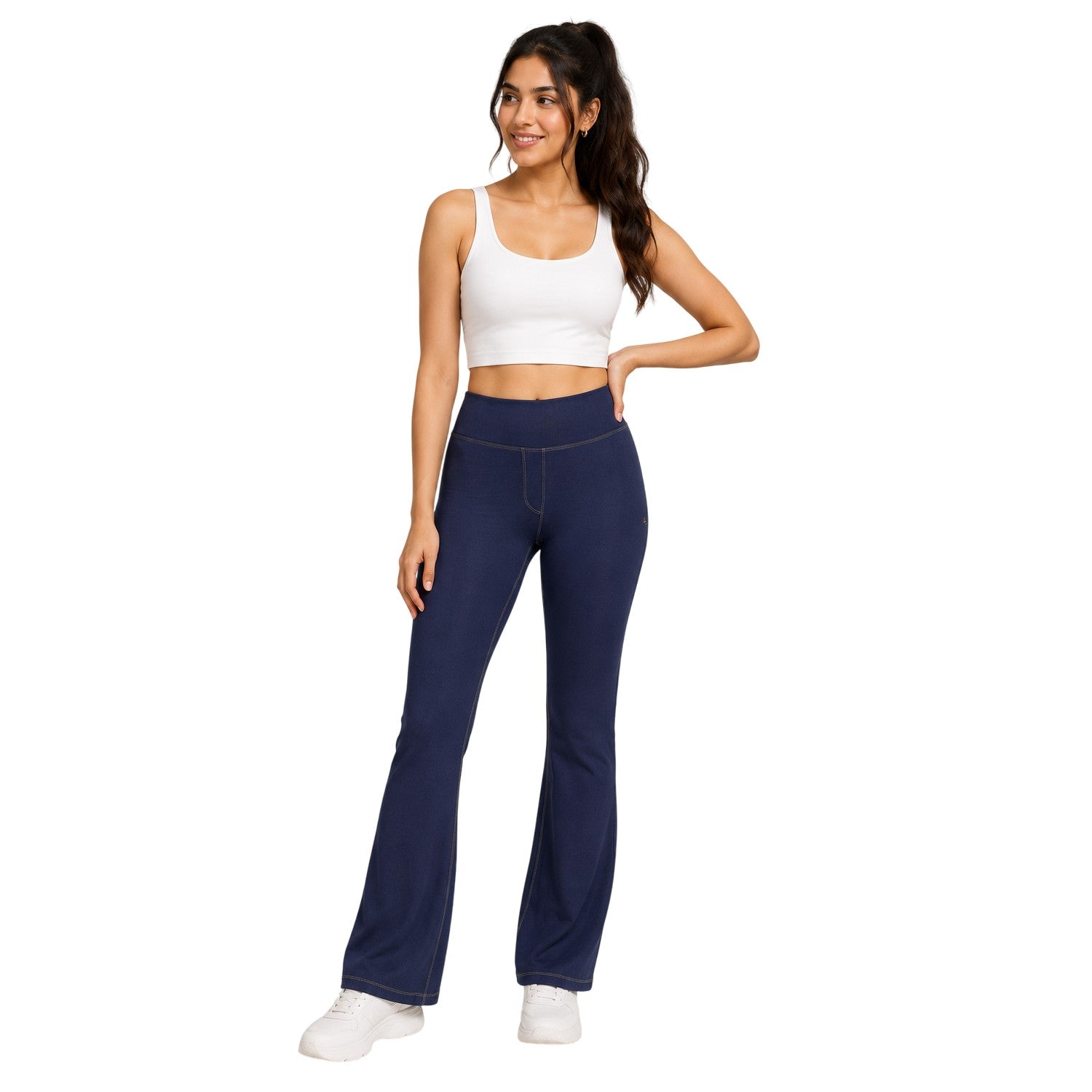Purple - Back - Puma Womens-Ladies Denim Look Yoga Pants