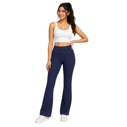 Purple - Back - Puma Womens-Ladies Denim Look Yoga Pants