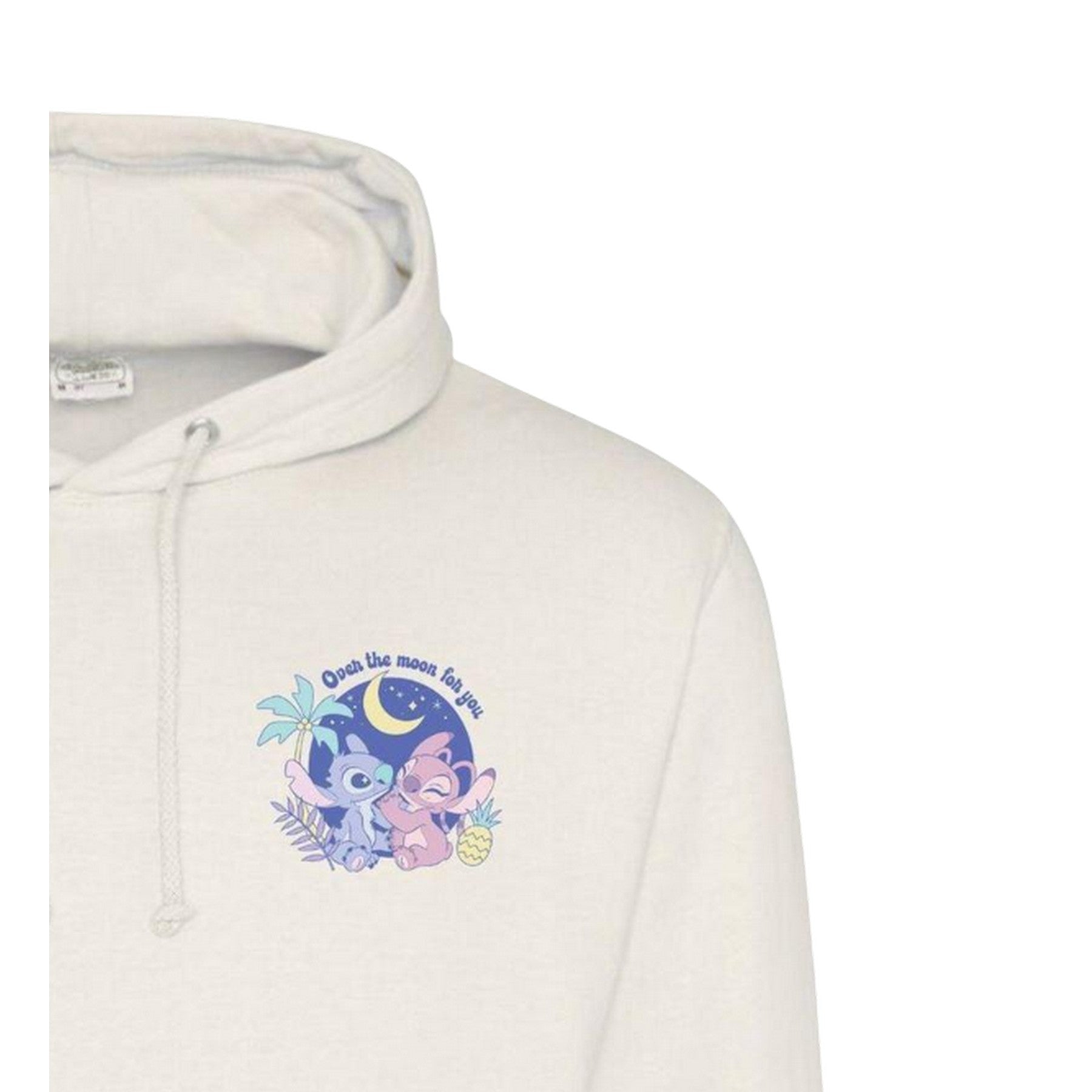 White - Back - Lilo & Stitch Mens Over The Moon For You Angel Hoodie