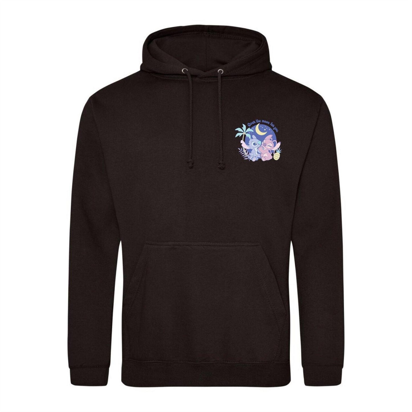 Black - Front - Lilo & Stitch Mens Over The Moon For You Angel Hoodie