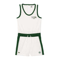 Cream-Green - Front - Lacoste Womens-Ladies Roland Garros Edition Terrycloth Playsuit