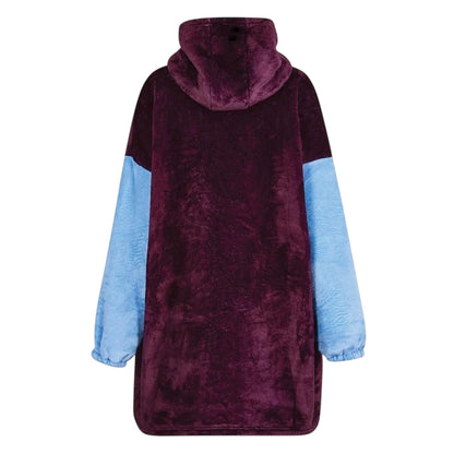 Claret-Sky Blue - Back - Team Unisex Adult Sherpa Fleece Blanket Hoodie