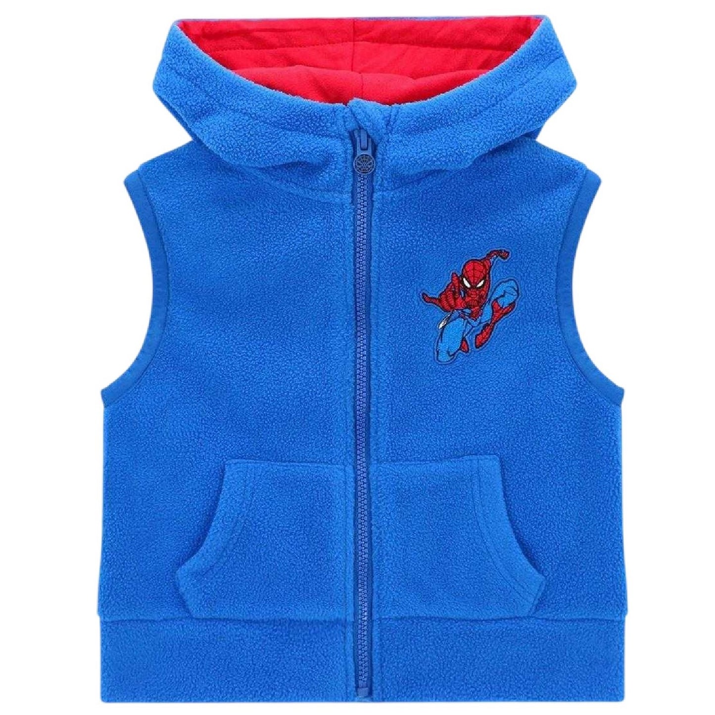Blue-Red - Front - Spider-Man Childrens-Kids Fleece Hooded Gilet