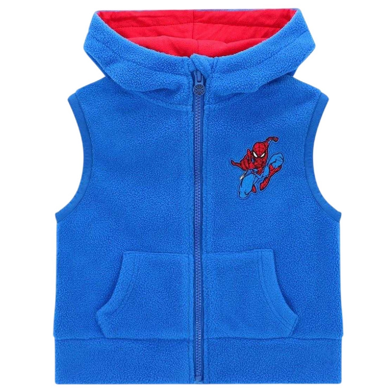 Blue-Red - Front - Spider-Man Childrens-Kids Fleece Hooded Gilet