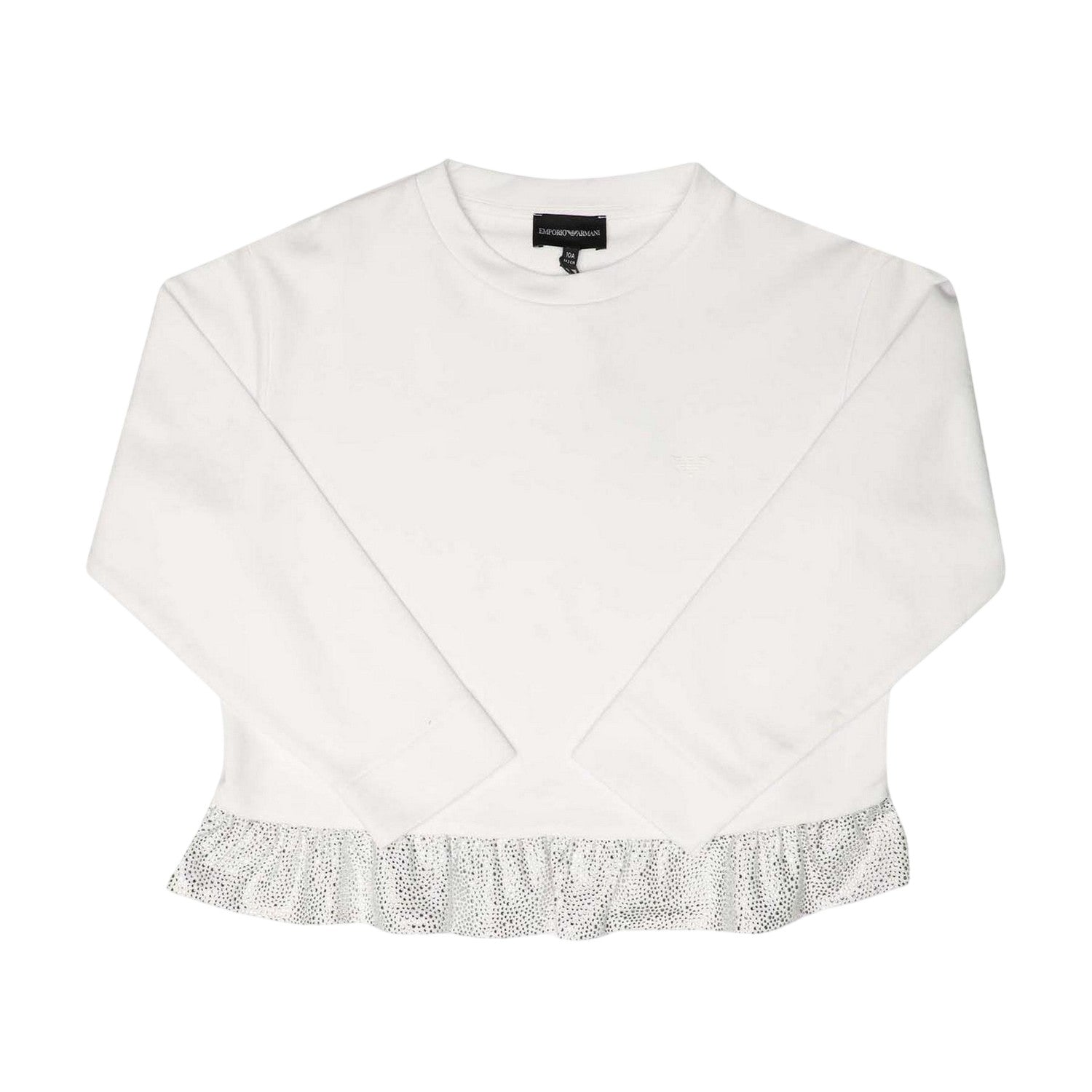 White - Front - Emporio Armani Girls Ruffled Sweatshirt