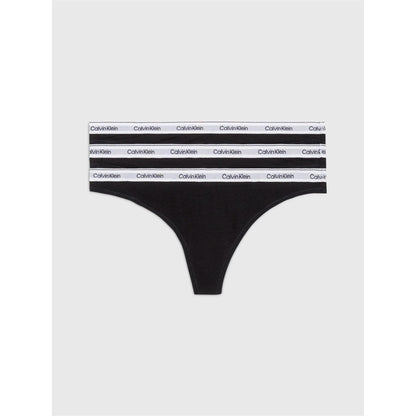Black - Front - Calvin Klein Womens-Ladies Branded Thong (Pack of 3)