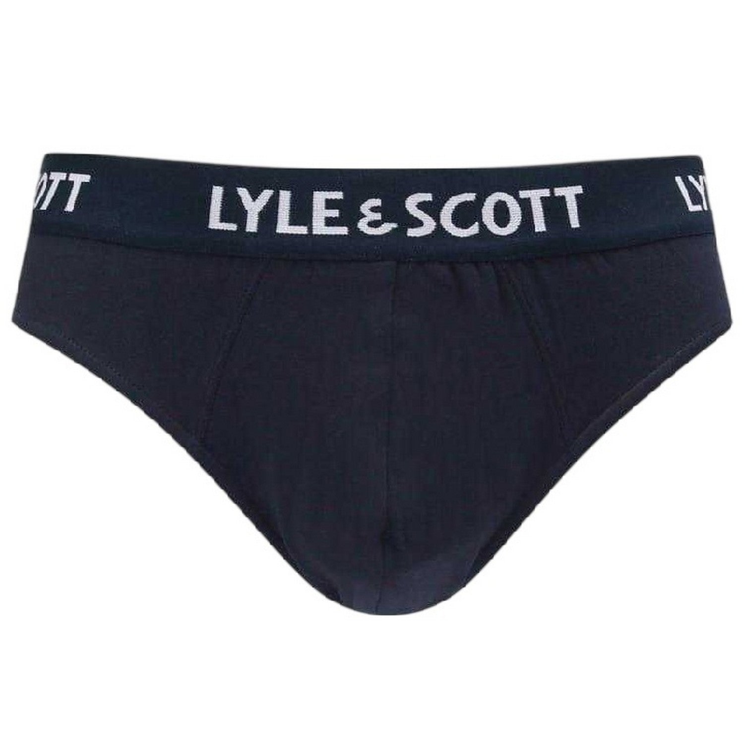 Grey-White-Black - Back - Lyle & Scott Mens Branded Tape Briefs (Pack of 3)
