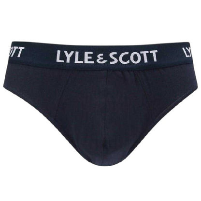 Grey-White-Black - Back - Lyle & Scott Mens Branded Tape Briefs (Pack of 3)