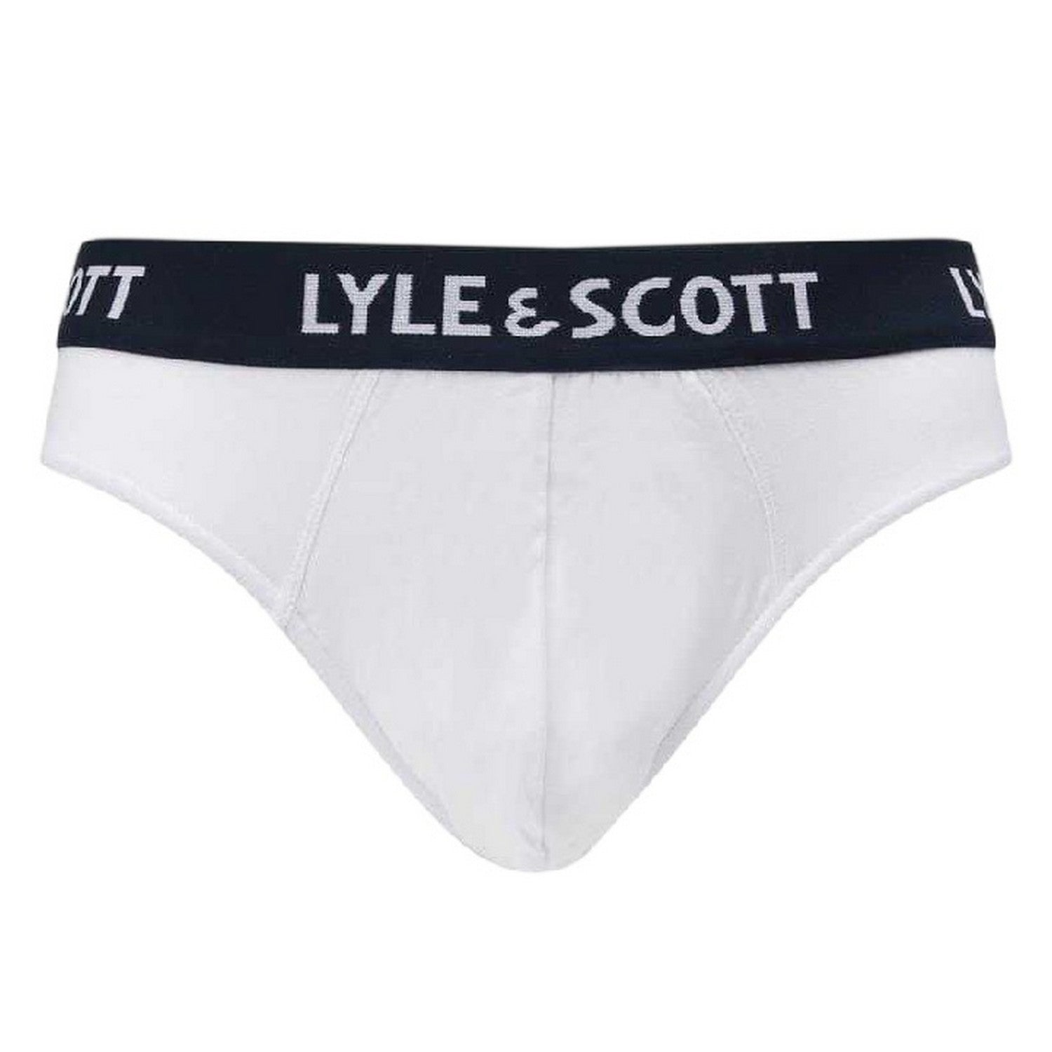 Grey-White-Black - Side - Lyle & Scott Mens Branded Tape Briefs (Pack of 3)
