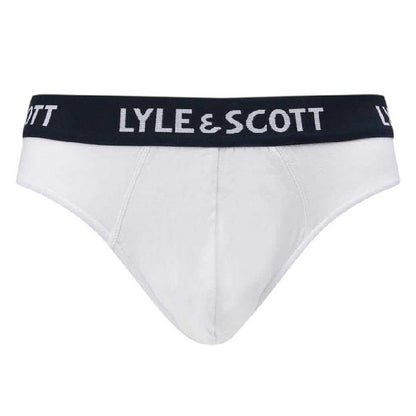 Grey-White-Black - Side - Lyle & Scott Mens Branded Tape Briefs (Pack of 3)