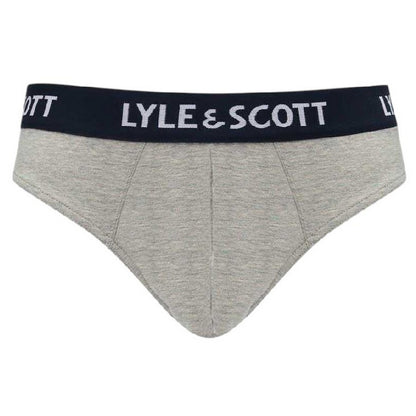 Grey-White-Black - Lifestyle - Lyle & Scott Mens Branded Tape Briefs (Pack of 3)