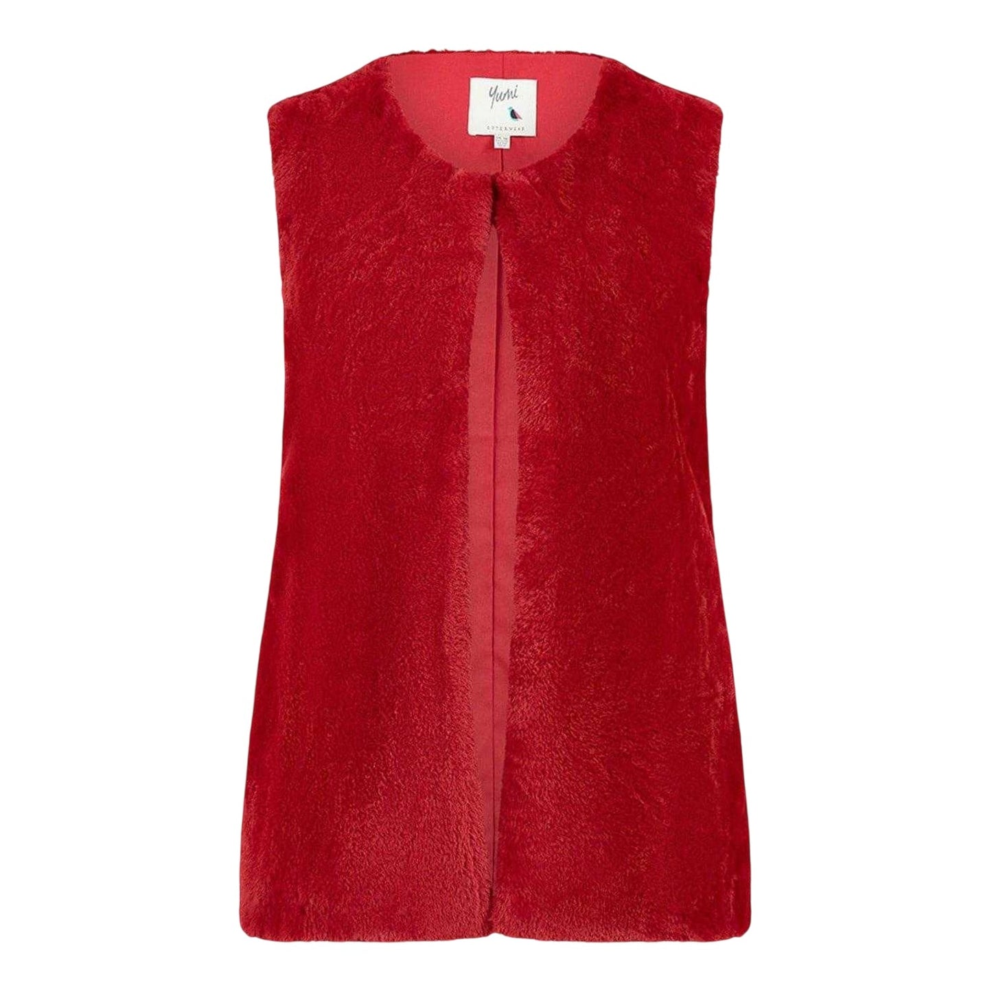 Red - Front - Yumi Womens-Ladies Collarless Faux Fur Sleeveless Gilet