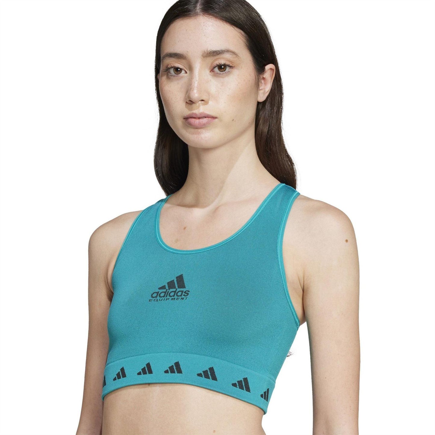 Green - Side - Adidas Womens-Ladies Originals Logo Sports Bra