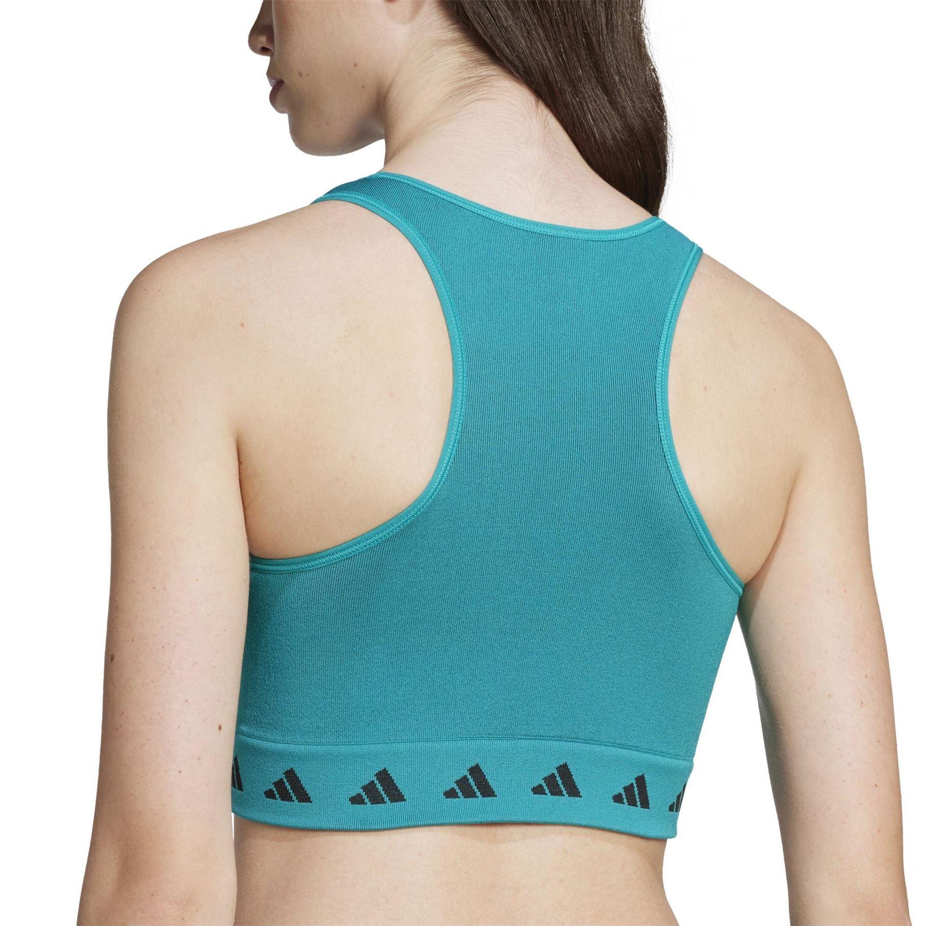 Green - Lifestyle - Adidas Womens-Ladies Originals Logo Sports Bra