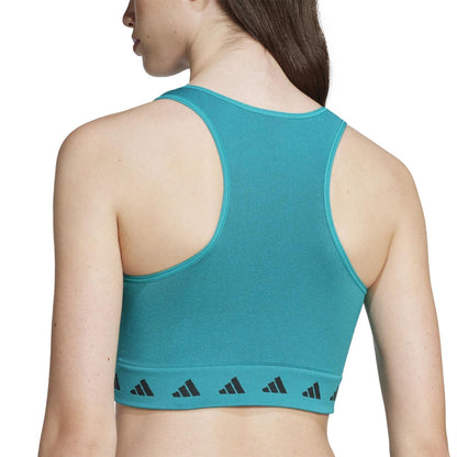 Green - Lifestyle - Adidas Womens-Ladies Originals Logo Sports Bra