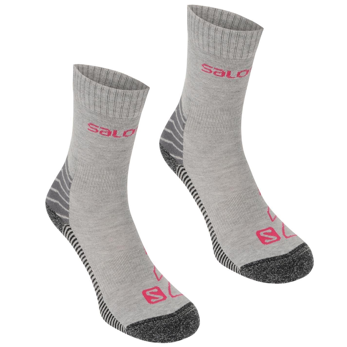 Grey-Fuchsia - Side - Salomon Womens-Ladies Lightweight Socks (Pack of 2)