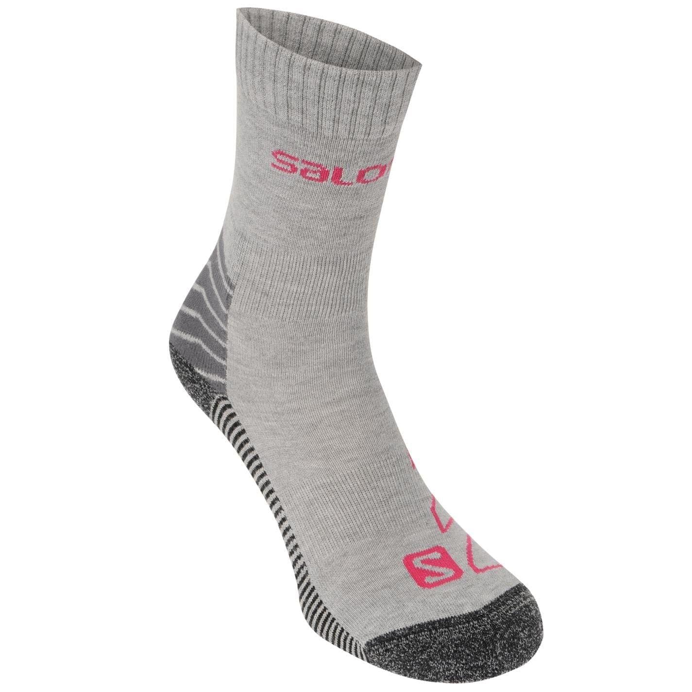 Grey-Fuchsia - Front - Salomon Womens-Ladies Lightweight Socks (Pack of 2)