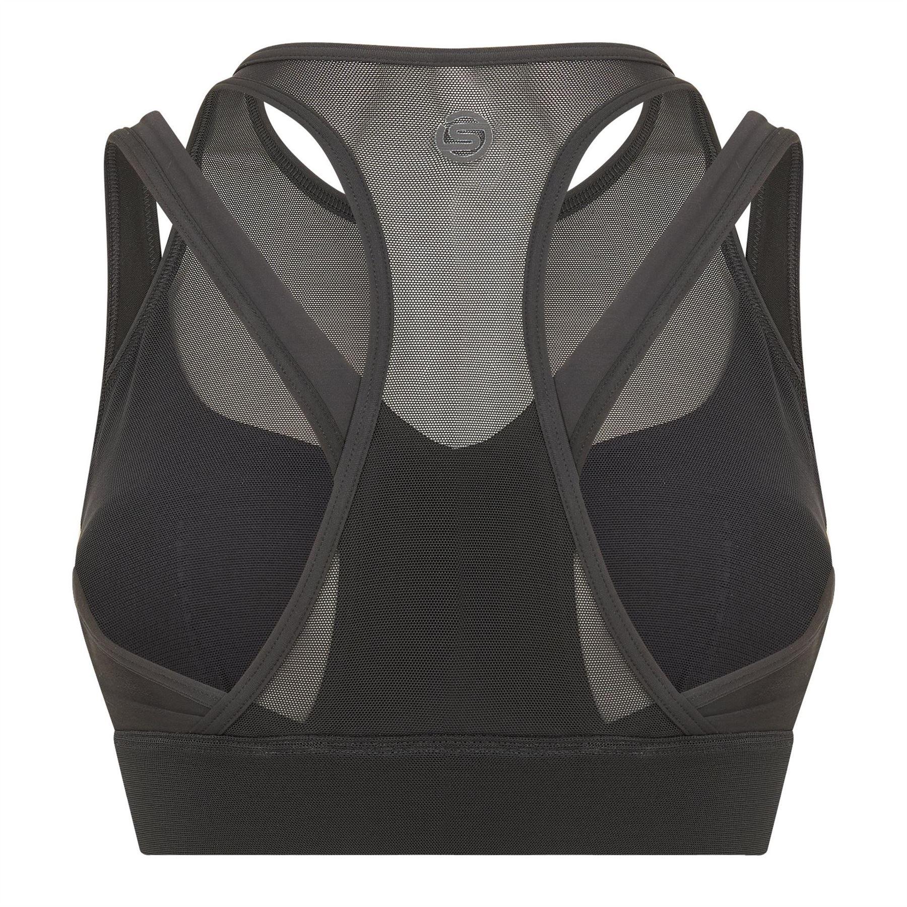 Black - Back - Skins Womens-Ladies A400 Empire Compression Sports Bra
