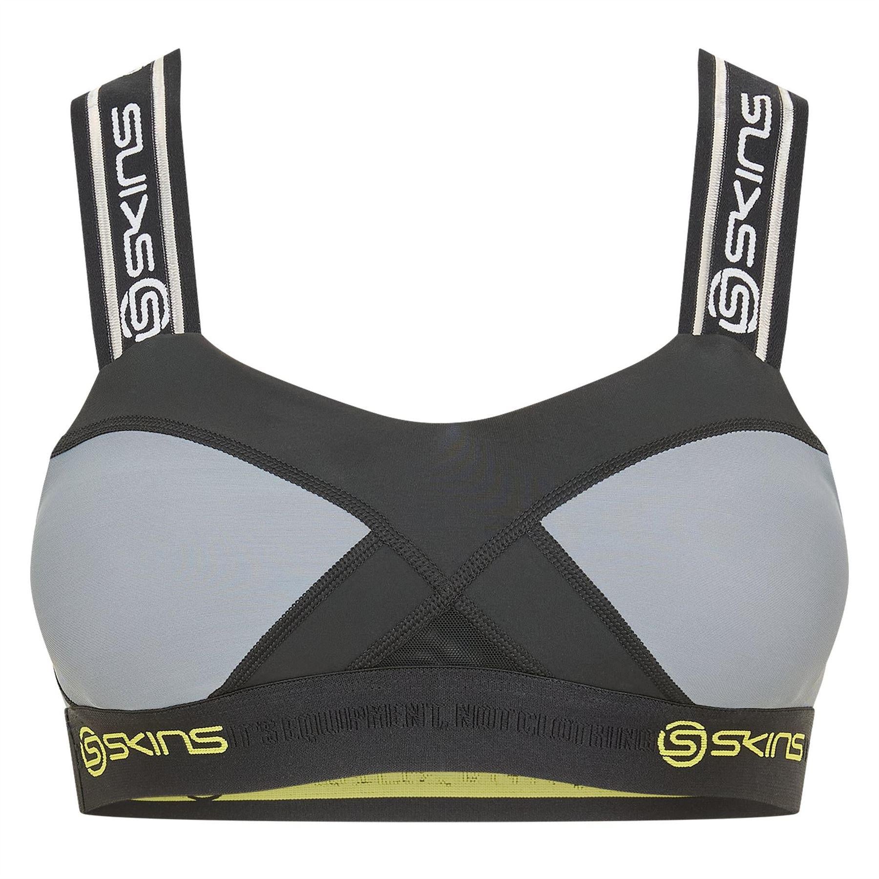 Grey-Black - Front - Skins Womens-Ladies Dnamic Speed Sports Bra