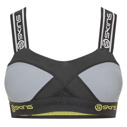 Grey-Black - Front - Skins Womens-Ladies Dnamic Speed Sports Bra