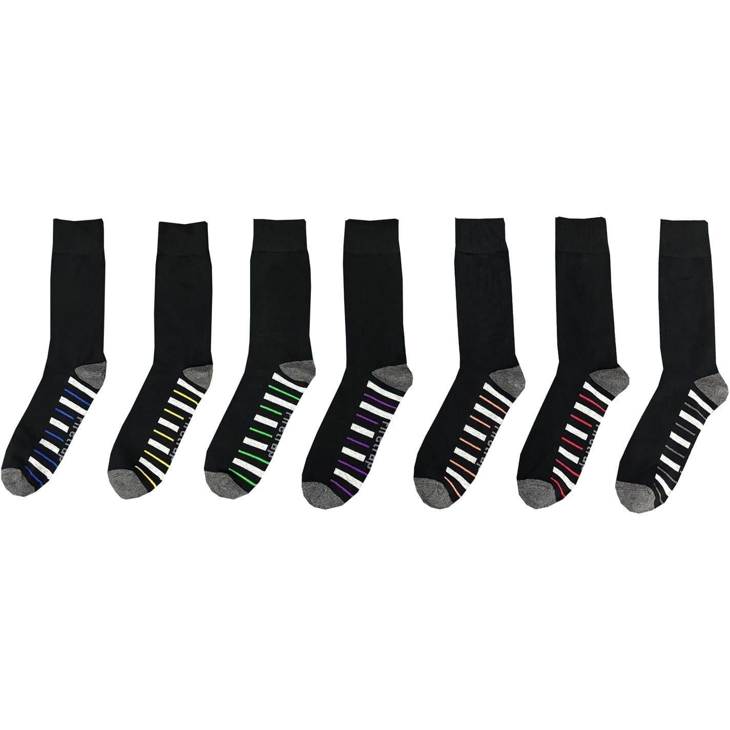 Black-Grey - Front - Firetrap Mens Striped Ankle Socks (Pack of 7)