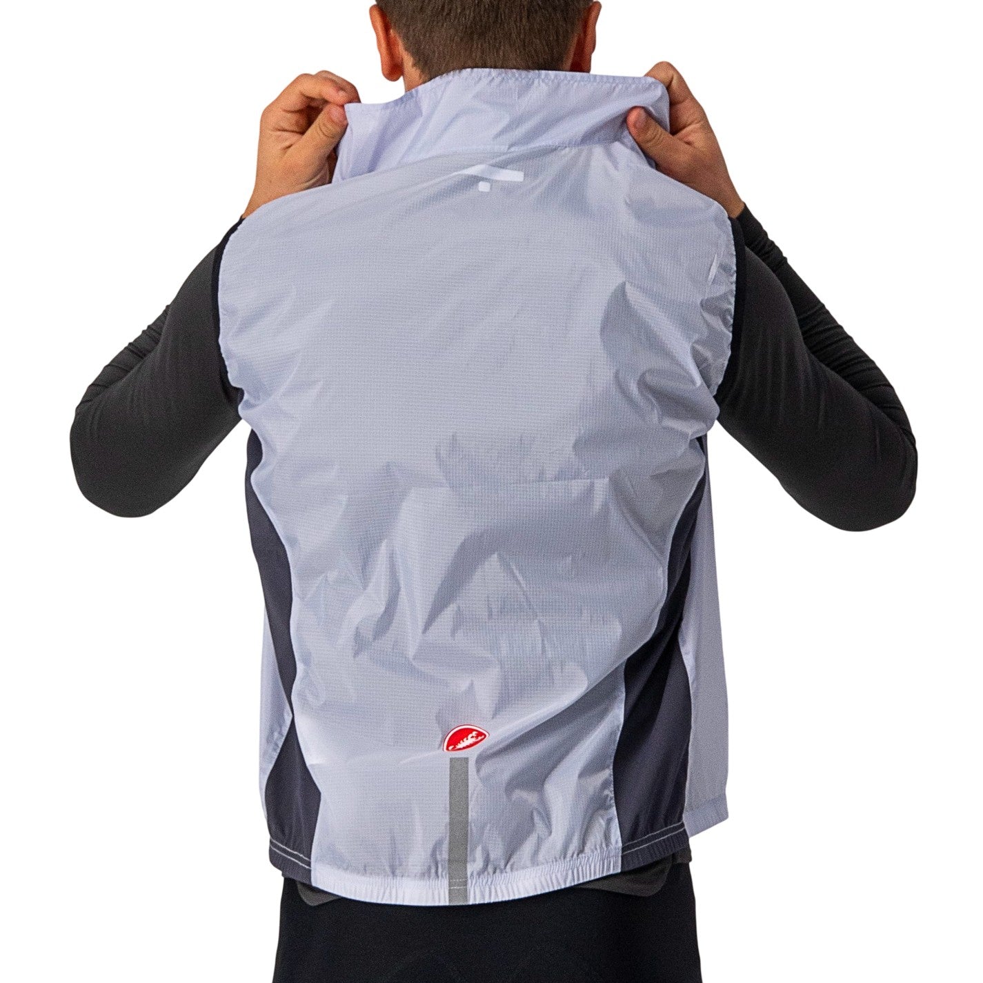 Silver - Back - Castelli Mens Squadra Reflective Cycling Gilet
