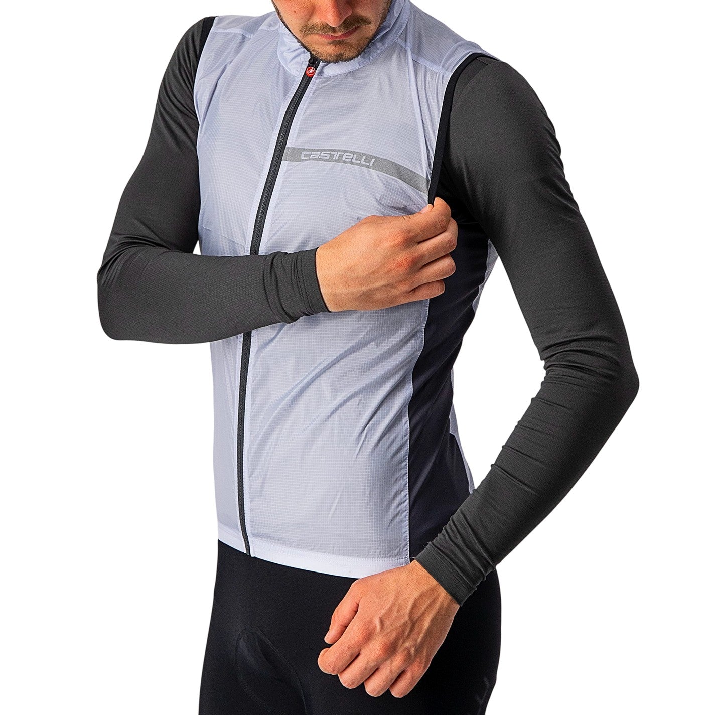 Silver - Side - Castelli Mens Squadra Reflective Cycling Gilet