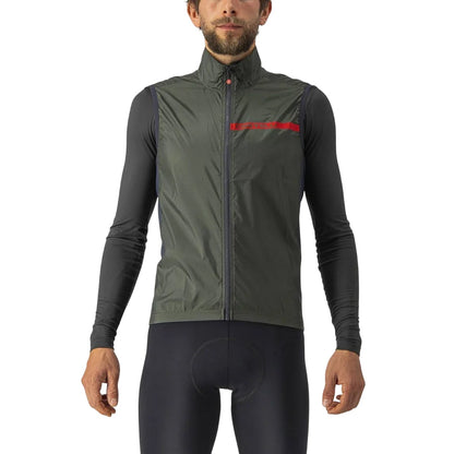 Khaki Green - Front - Castelli Mens Squadra Reflective Cycling Gilet